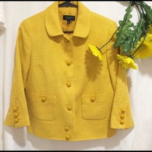 Talbots Yellow Tweed Blazer Jacket Size 6